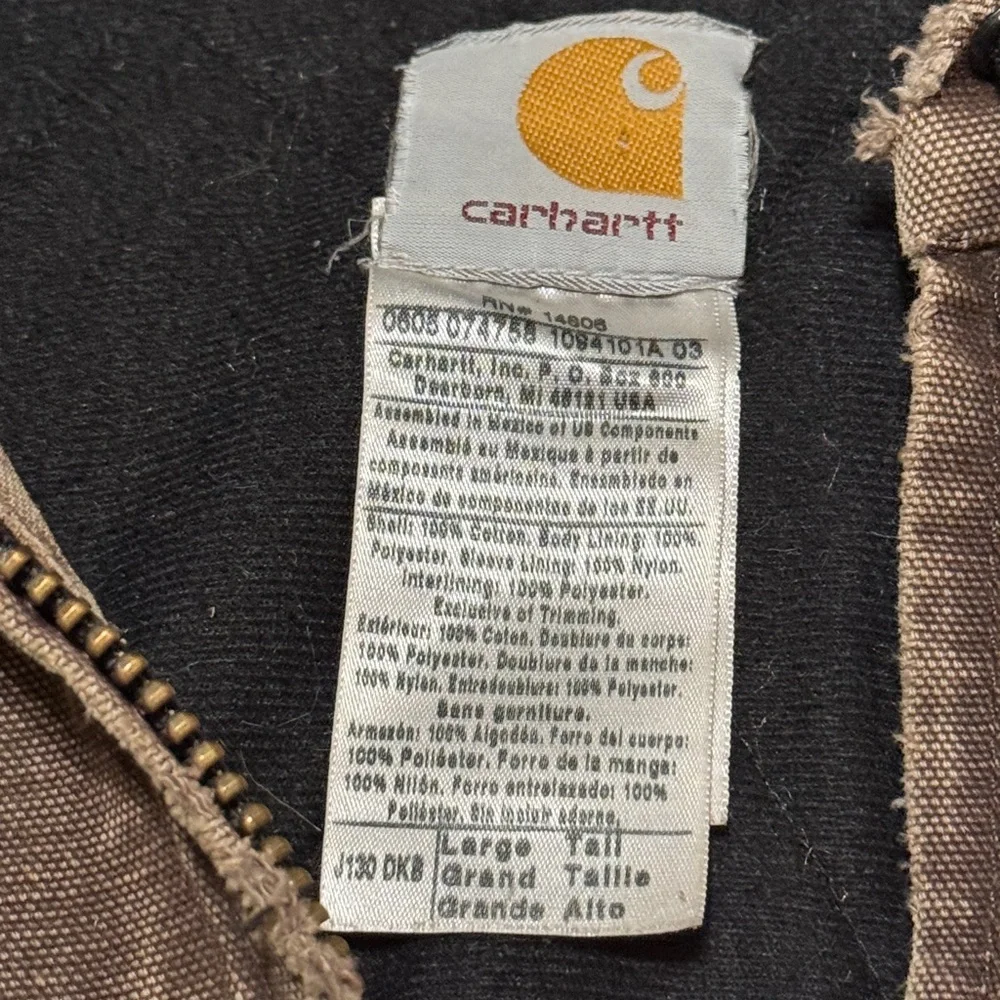 Carhartt J130 Duck Active Brown Grunge Distressed Large Jacket Boxy 27x29